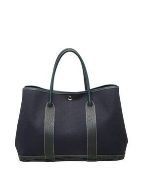 Hermes Garden Party PM Tote Bag Navy Silver Toile Officier Negonda